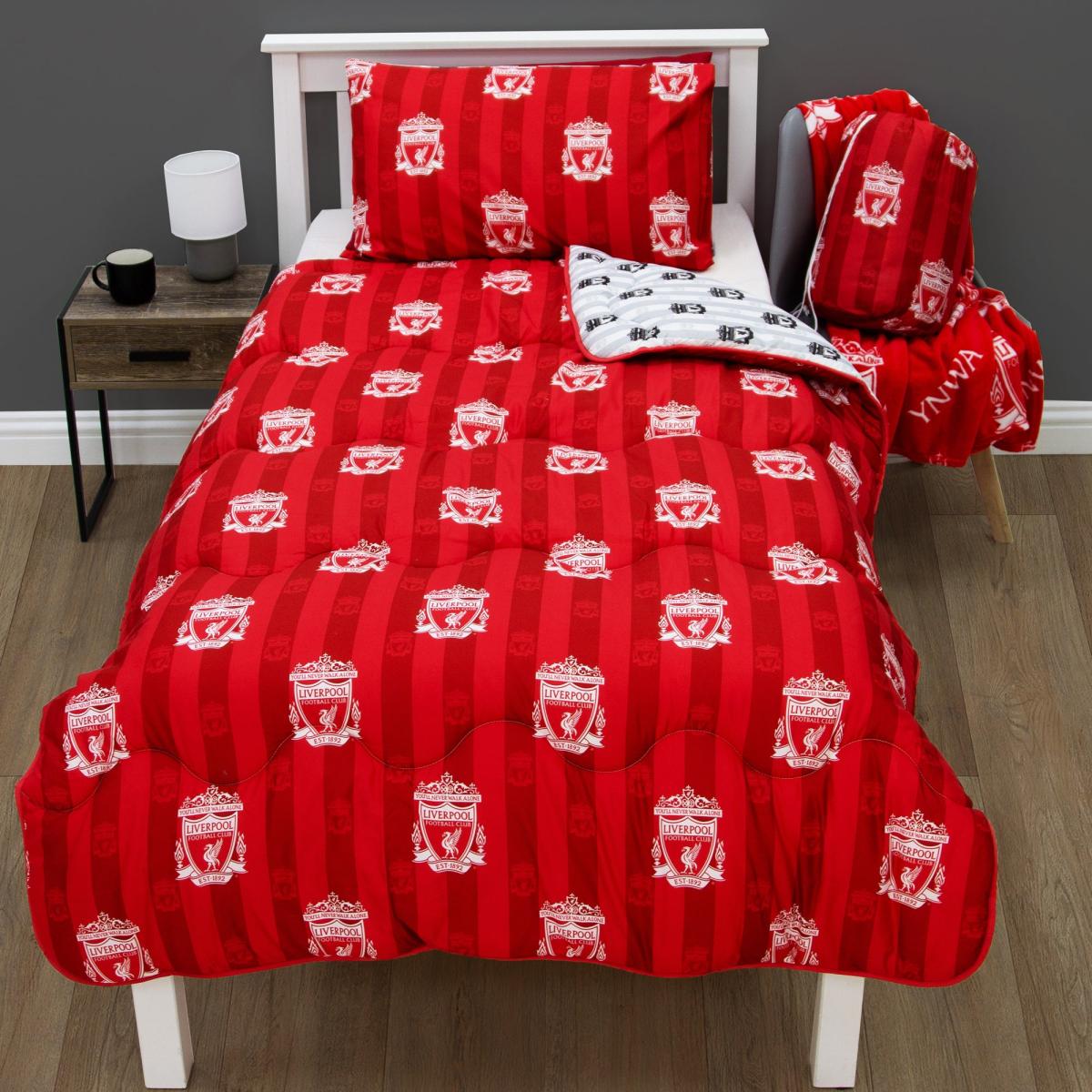Liverpool Stripe 10.5 Tog Single Coverless Duvet and Pillowcase Set Red – image 2