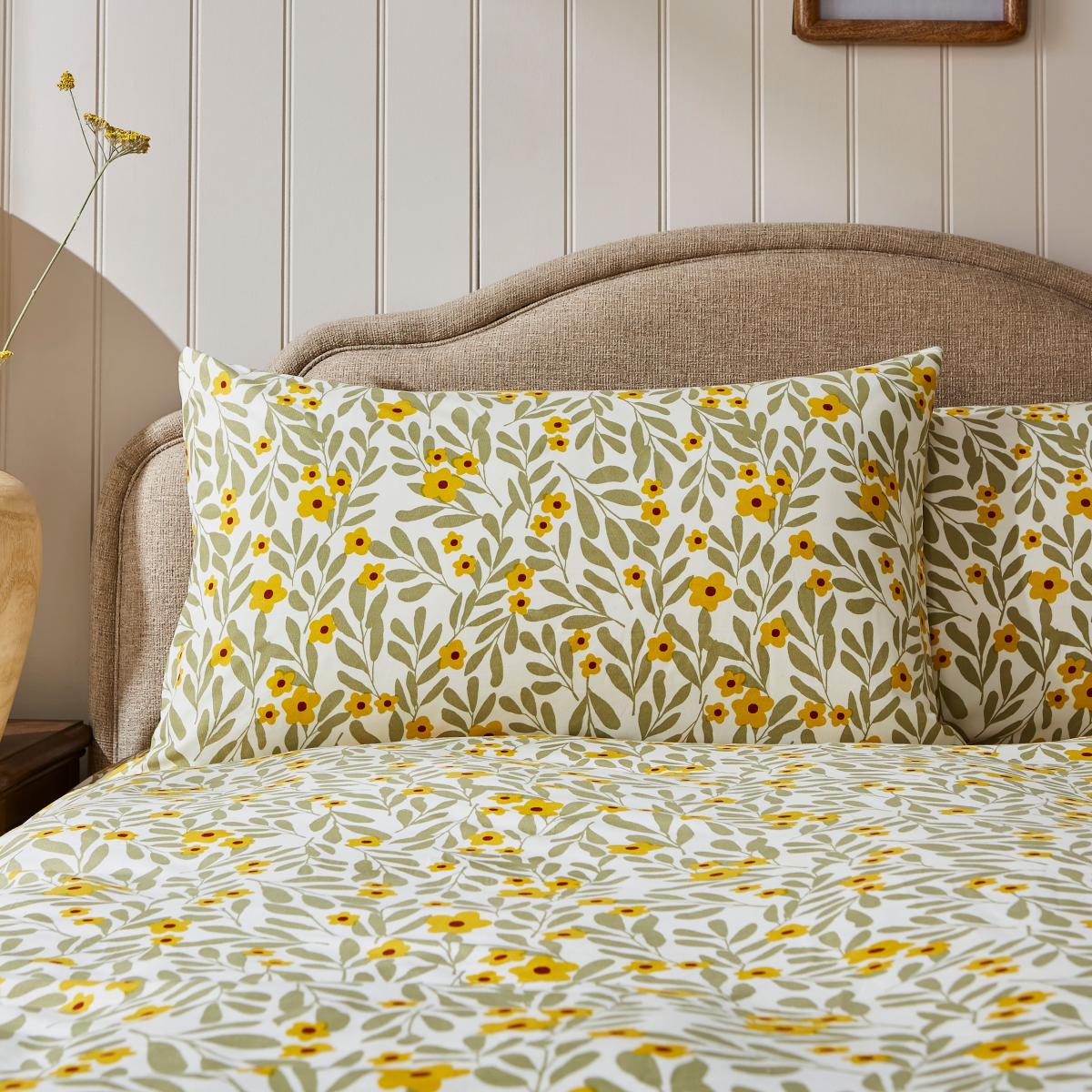 Hallie Floral Green Reversible Duvet & Pillowcase Set Green – image 4