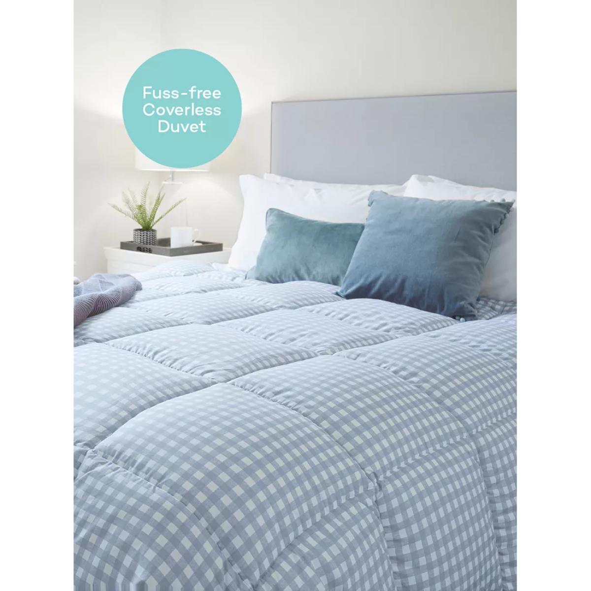 Night Lark Gingham Coverless Duvet, 4.5 Tog, Dusk Blue – image 2