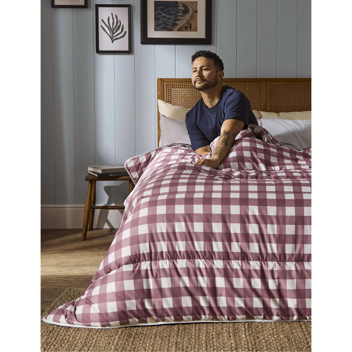 Nightlark Gingham Checked 10.5 Tog Coverless Duvet & Pillowcase Set Burgundy – image 6