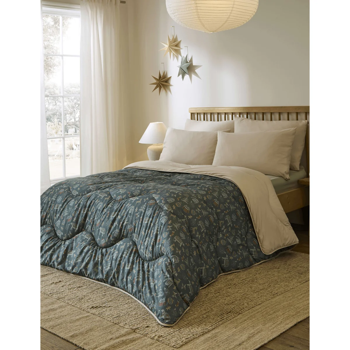 Nightlark Christmas 10.5 Tog Coverless Duvet & Pillowcase Set Dark Green – image 4