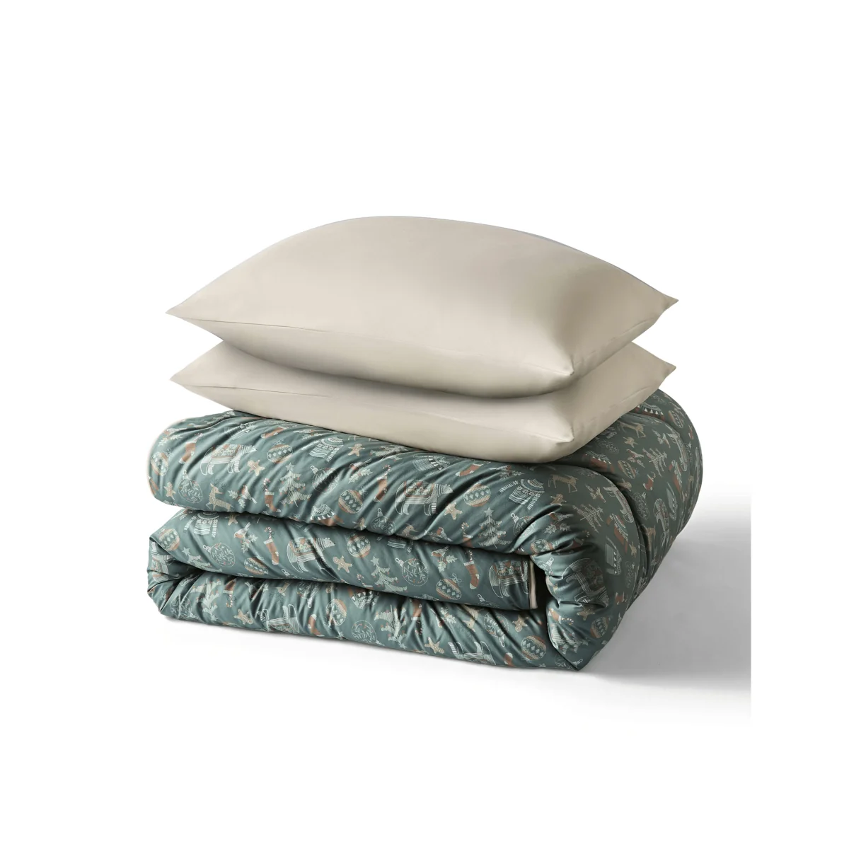 Nightlark Christmas 10.5 Tog Coverless Duvet & Pillowcase Set Dark Green – image 6