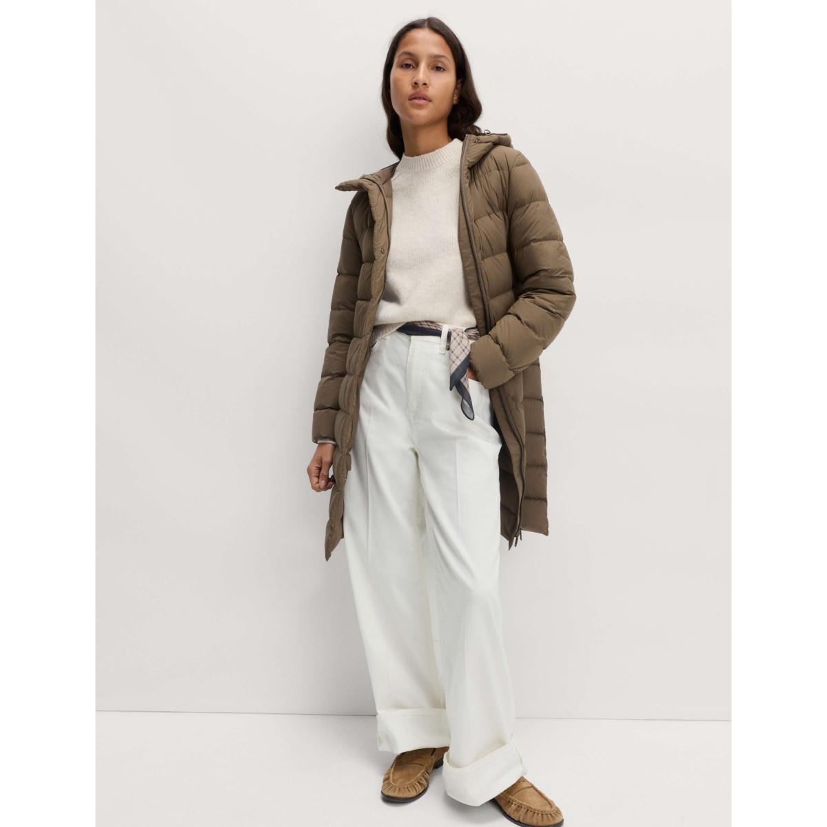 M&S Feather & Down Hooded Duvet Coat Olive – image 2
