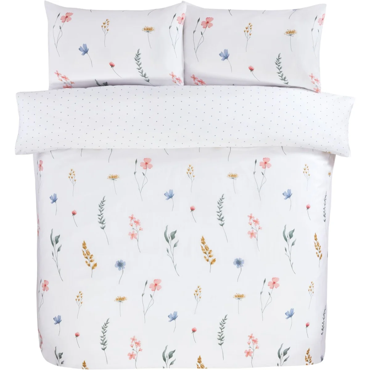 Pressed Flowers Microfibre Reversible Duvet Cover Set with Pillowcase - Multi / Double – image 3