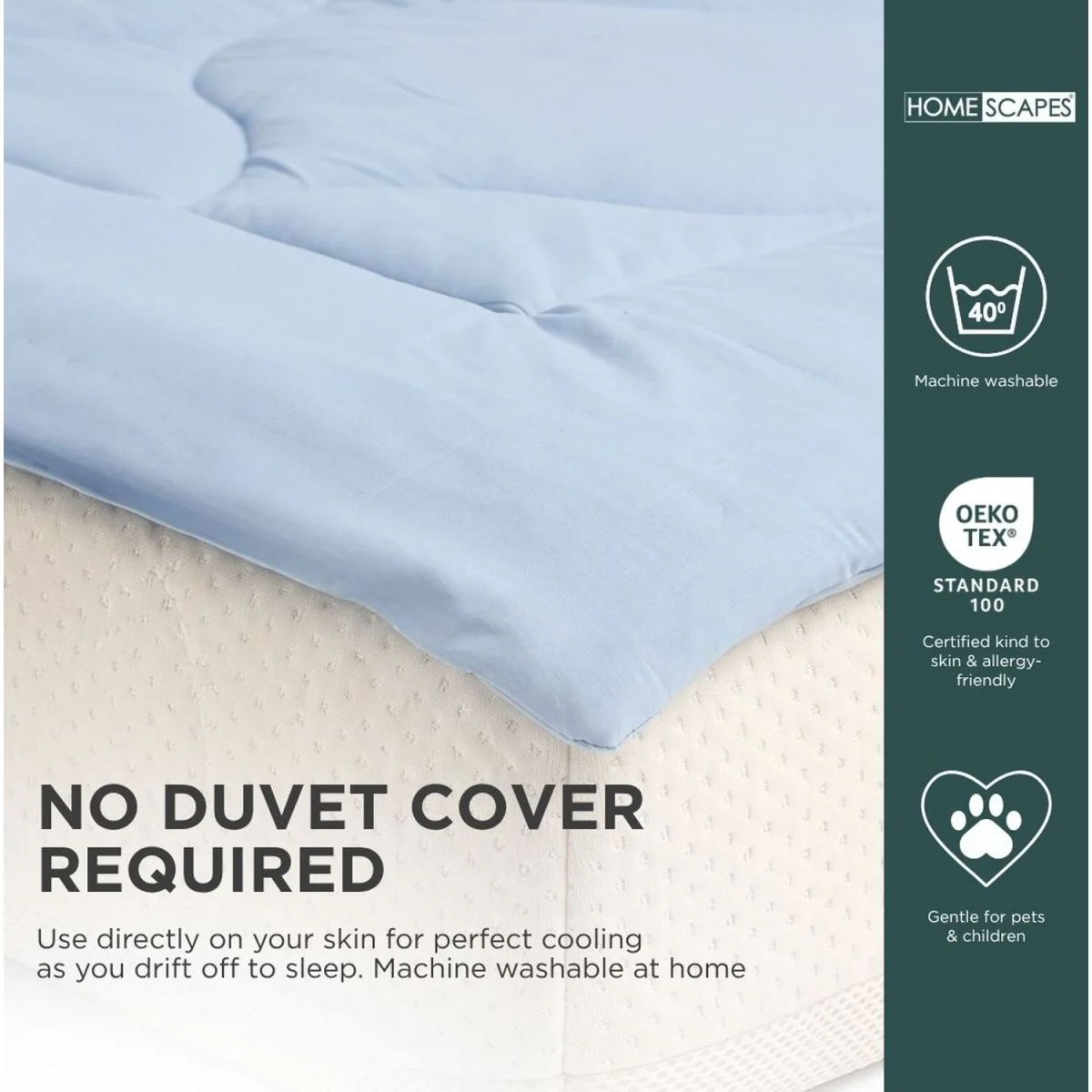 Cooling Blanket, Summer Coverless Duvet - Light Blue / Double – image 3