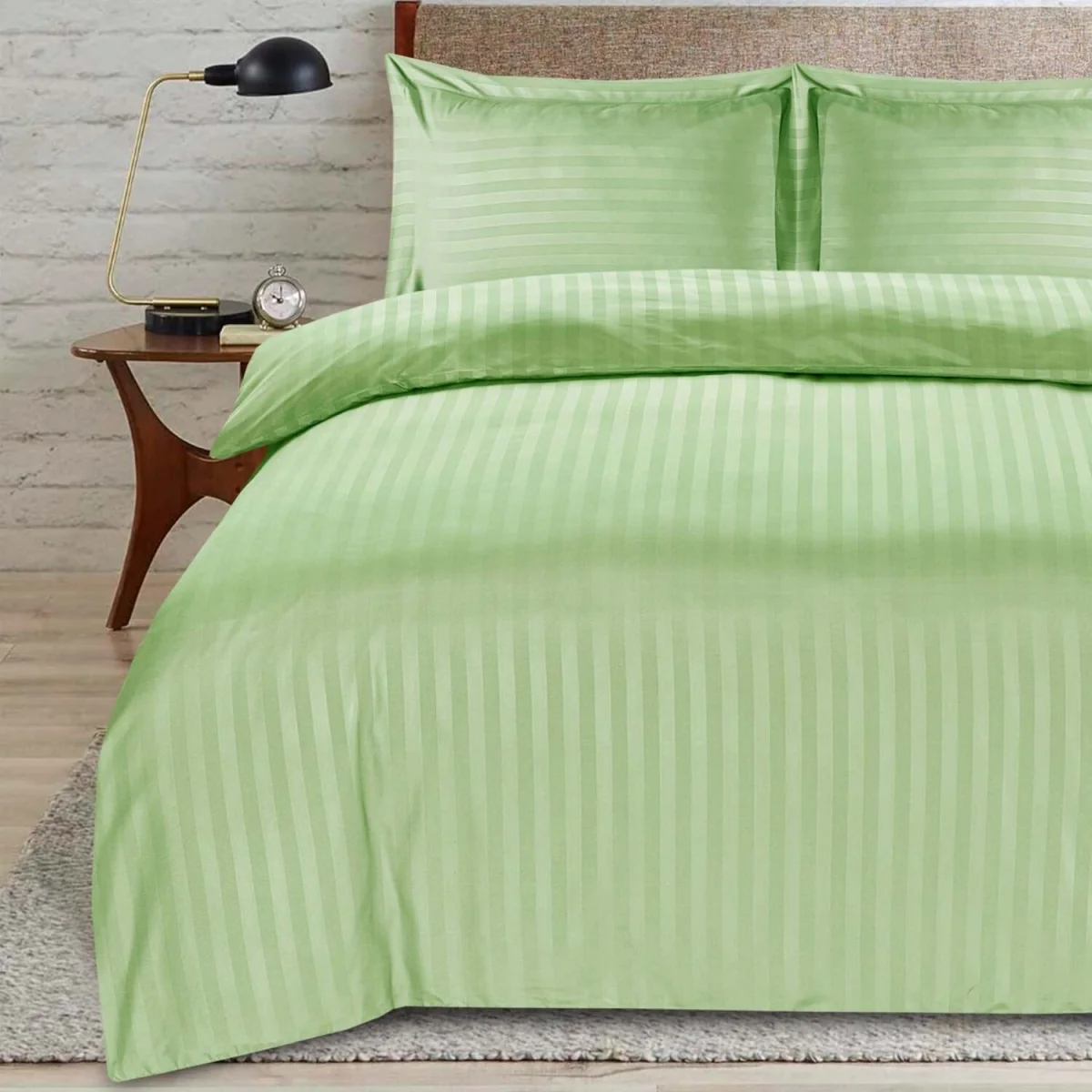 satin-stripe king sage duvet - Sage