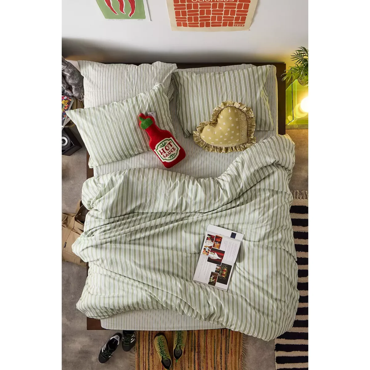Green Shirt Stripe Duvet Set - Green Double at Urban Outfitters – image 2