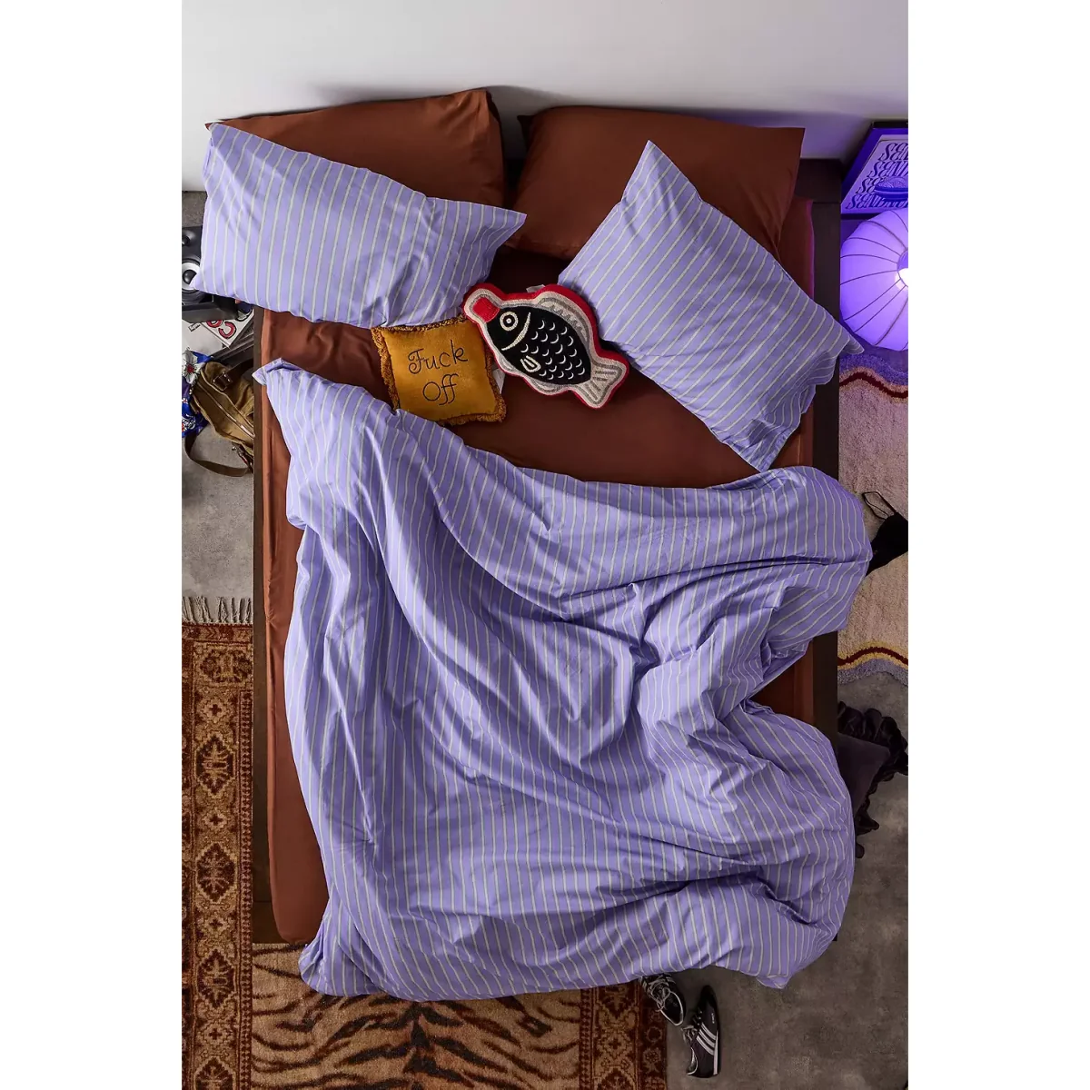 Purple Shirt Stripe Duvet Set - Purple Double at Urban Outfitters – image 3