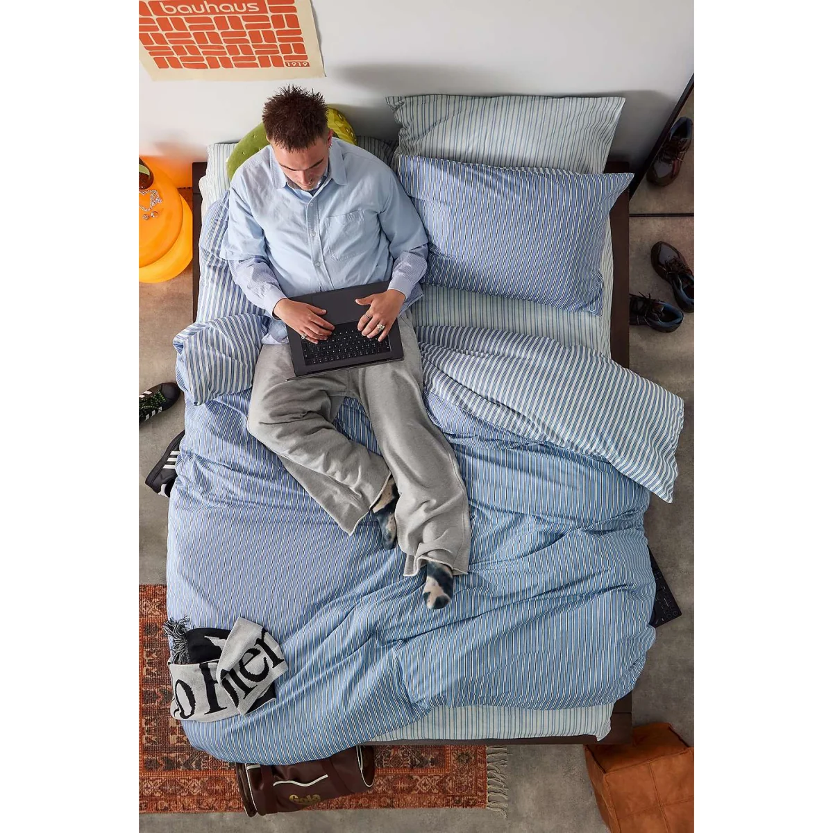 Blue Shirt Stripe Duvet Set - Blue King at Urban Outfitters – image 3