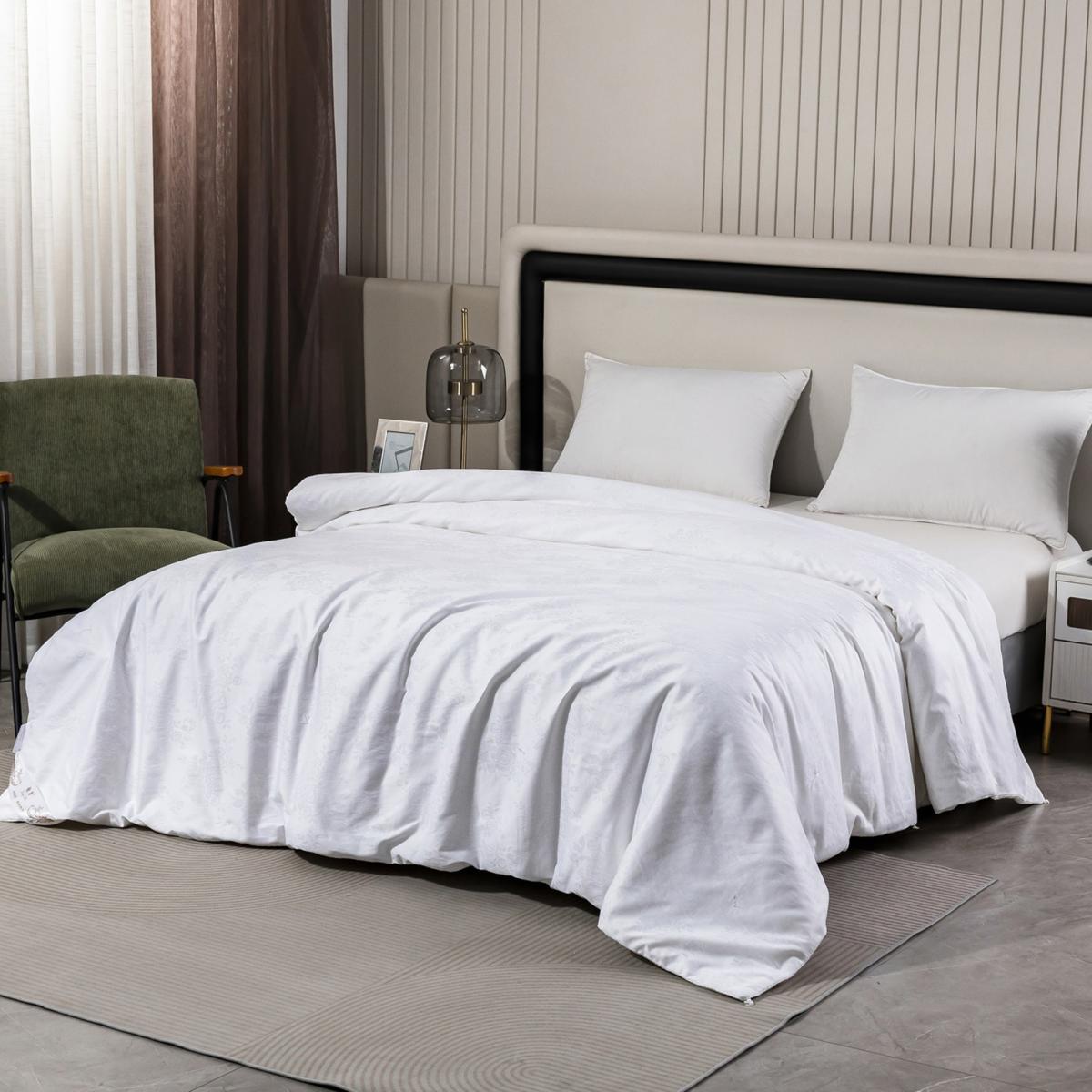 White Pure Silk Filled Duvet Long Strand Mulberry Silk Floss Fill - Queen Size, One Kg, Cotton Shell | Us Queen | Soft Strokes Silk – image 2