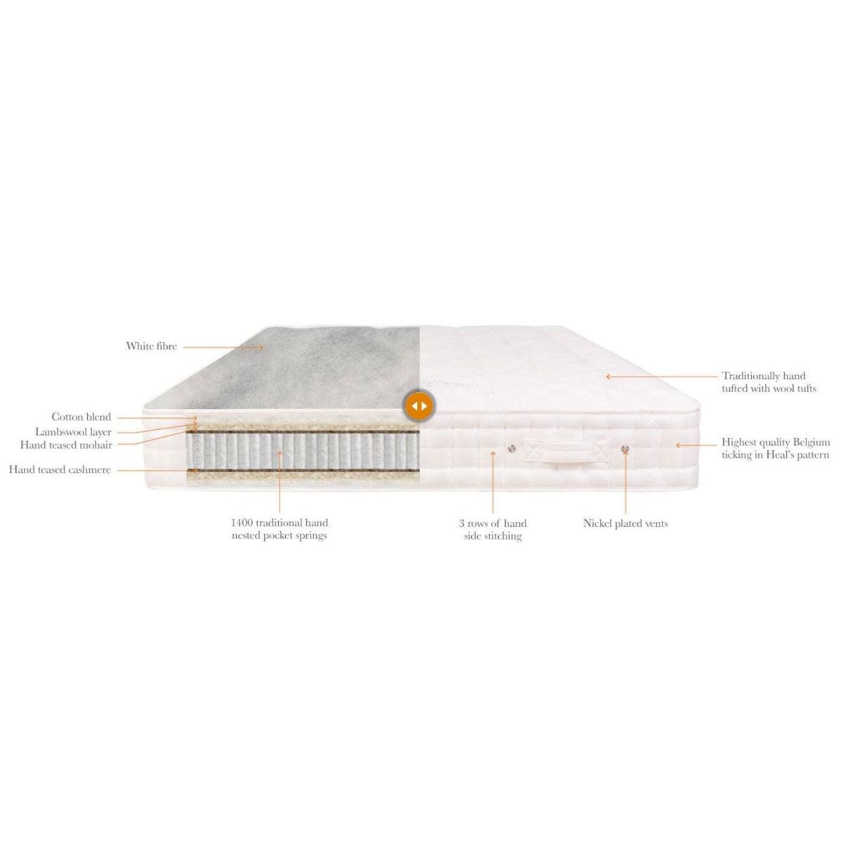 Heal's Natural Sleep Cashmere Mattress Super King Firm Tension - Heal's UK Bedroom Furniture – image 6