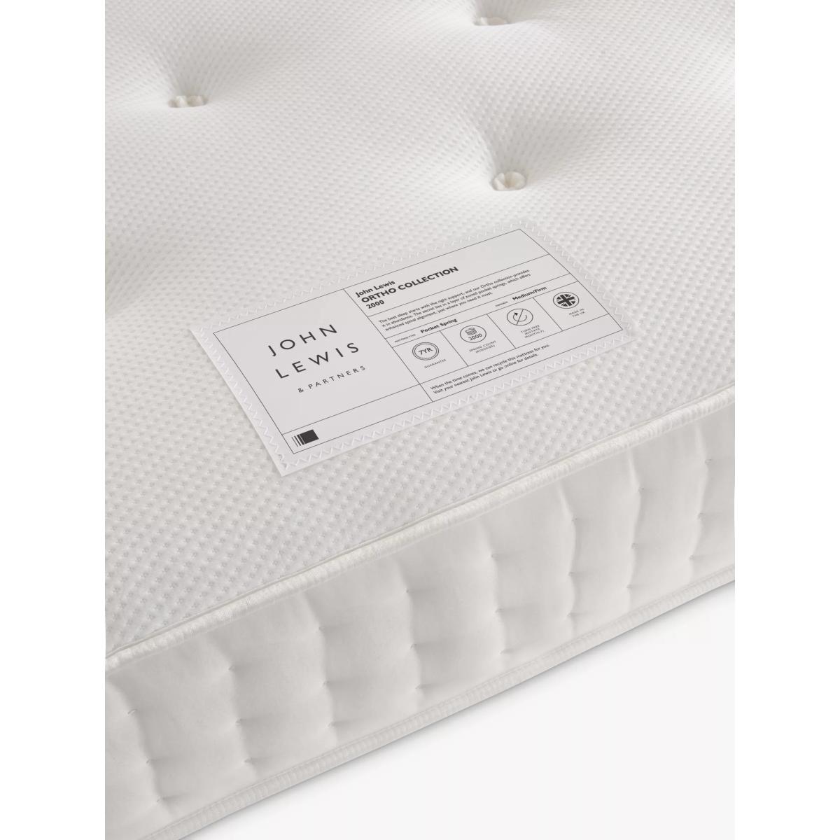 John Lewis Ortho Support 2000 Pocket Spring Mattress, Medium to Firm Tension, Super King Size – image 6
