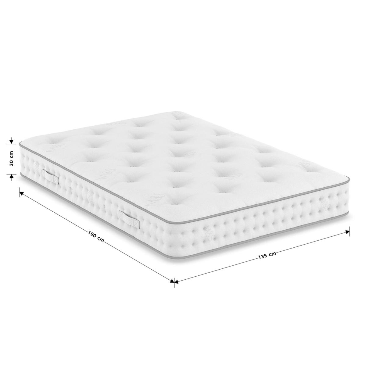 M&S 2500 Pocket Spring Medium Luxury British Wool Mattress - 4FT6 - White, White – image 4