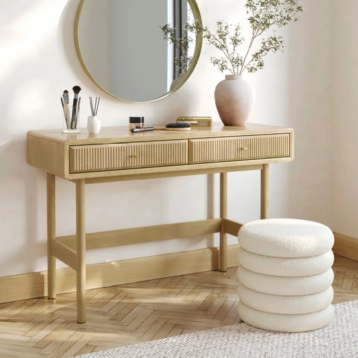 Daphne 2 Drawer Dressing Table, Oak Effect – image 6