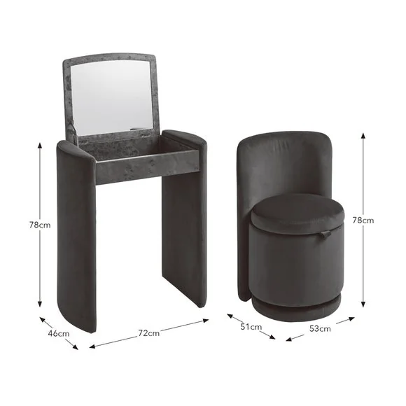 Frankie Compact Dressing Table Set with Mirror and Stool – image 10