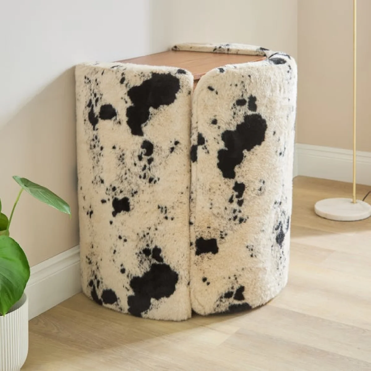 Frankie Cow Print Compact Dressing Table Set with Mirror and Stool – image 4