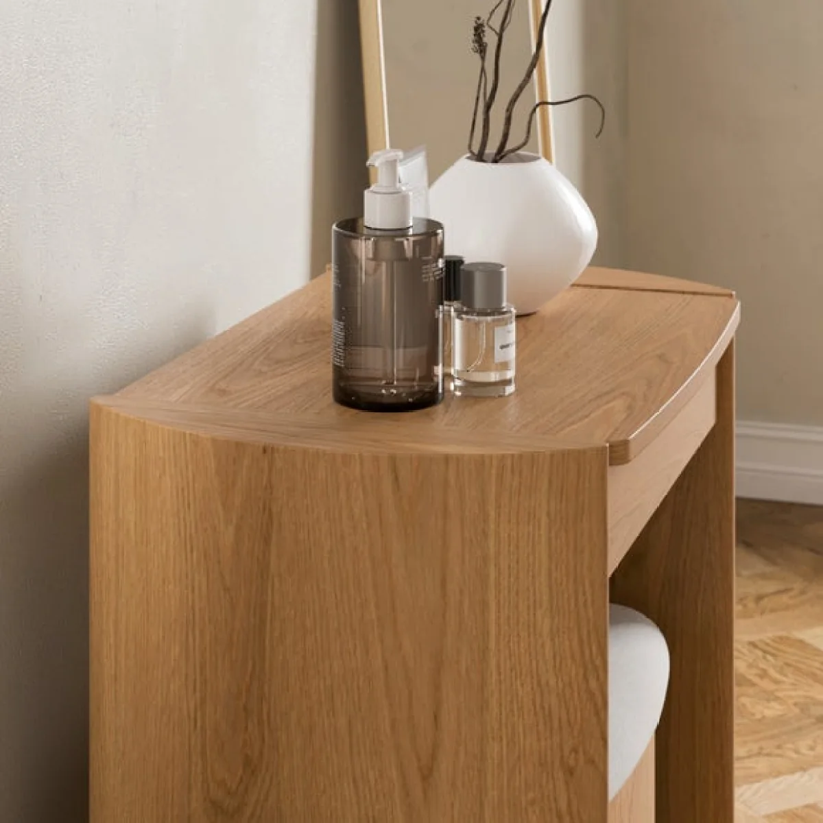Stevie Compact Dressing Table Set with Mirror and Stool – image 3