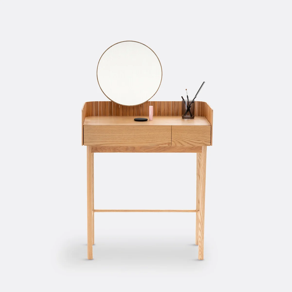 Latti Ash and Ash Veneer Dressing Table with 2 Drawers – image 3