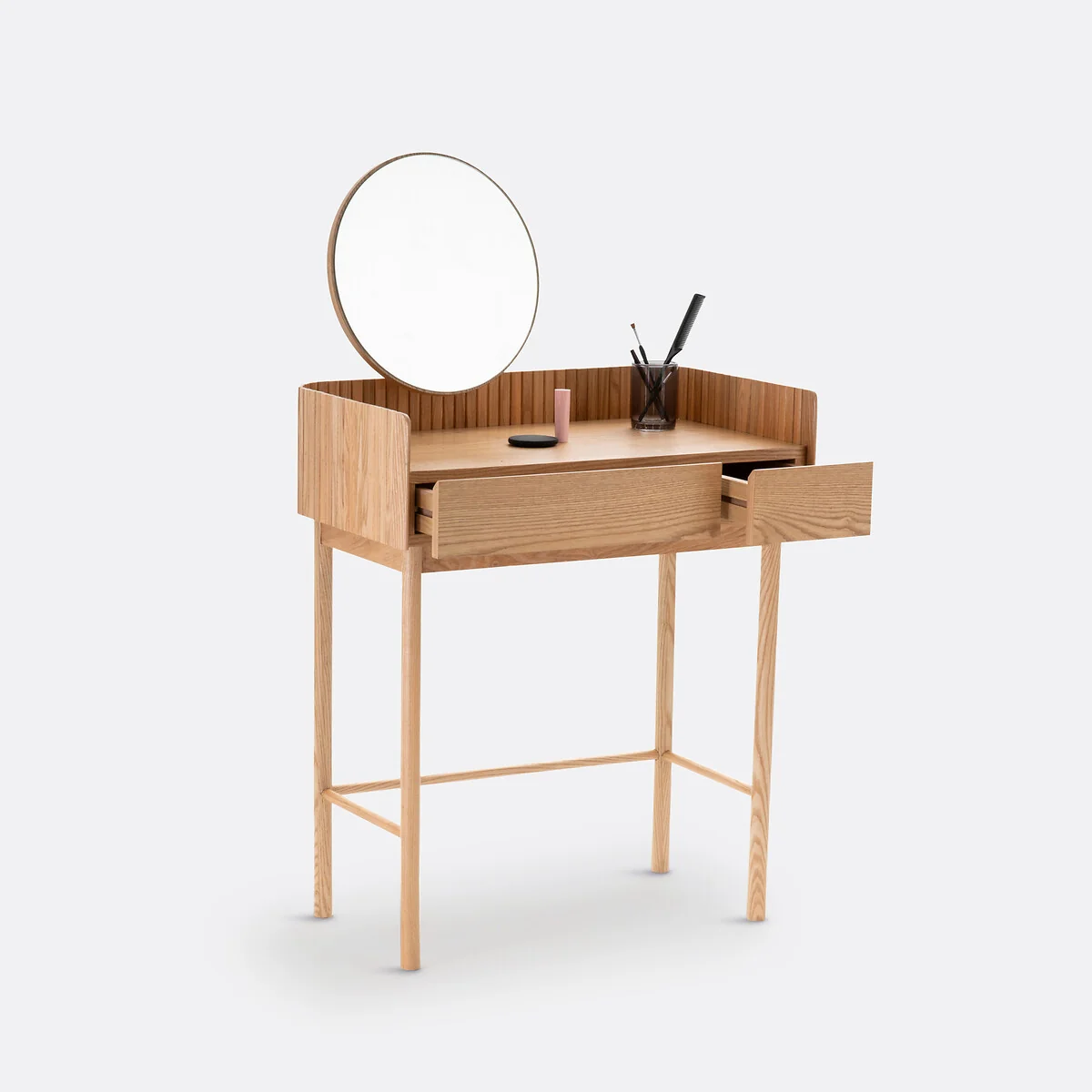 Latti Ash and Ash Veneer Dressing Table with 2 Drawers – image 4
