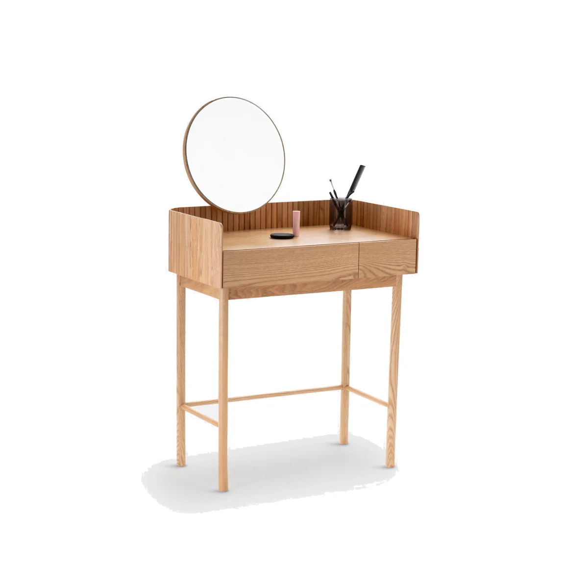 Latti Ash and Ash Veneer Dressing Table with 2 Drawers – image 1