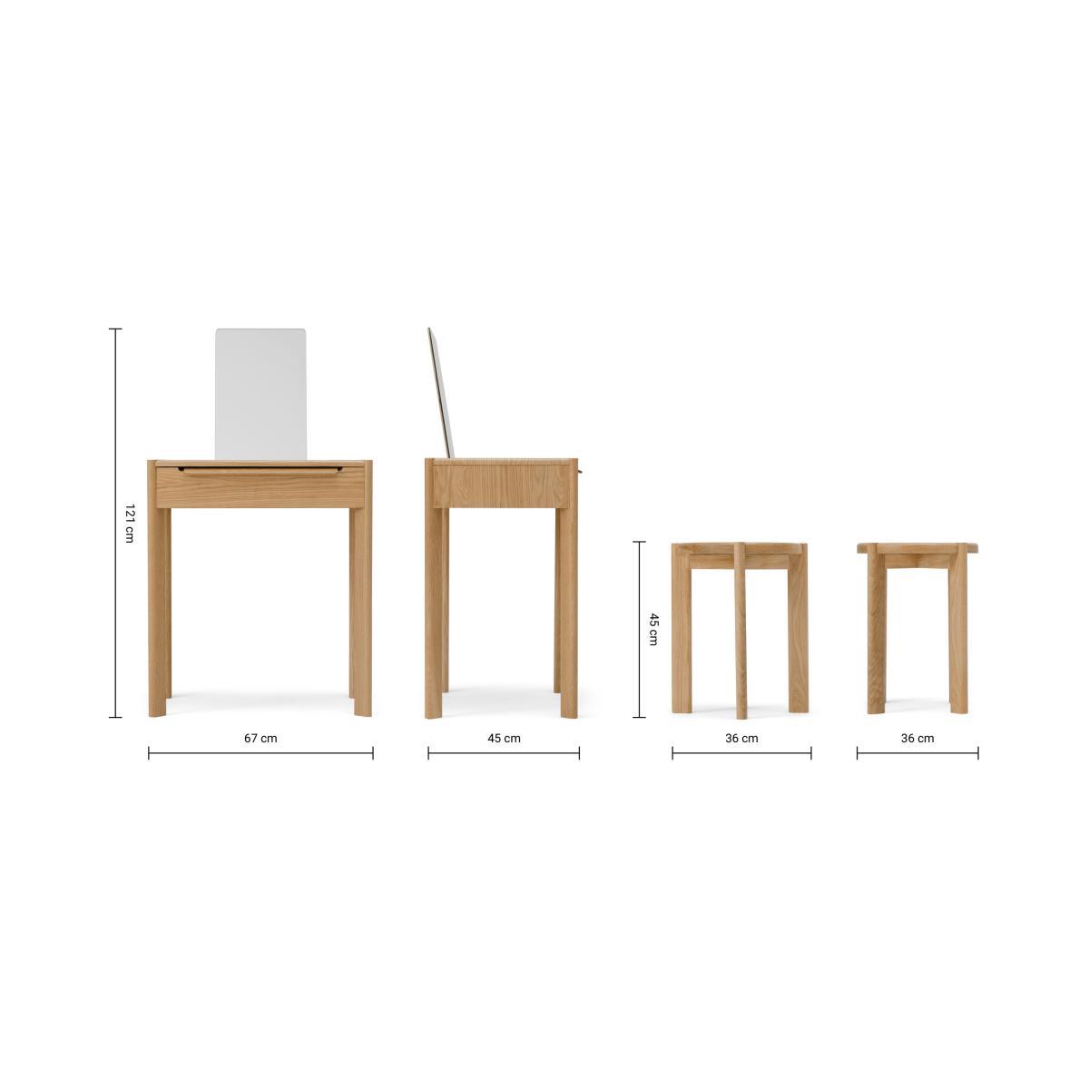 Ardelle Dressing Table with Stool, Oak – image 9