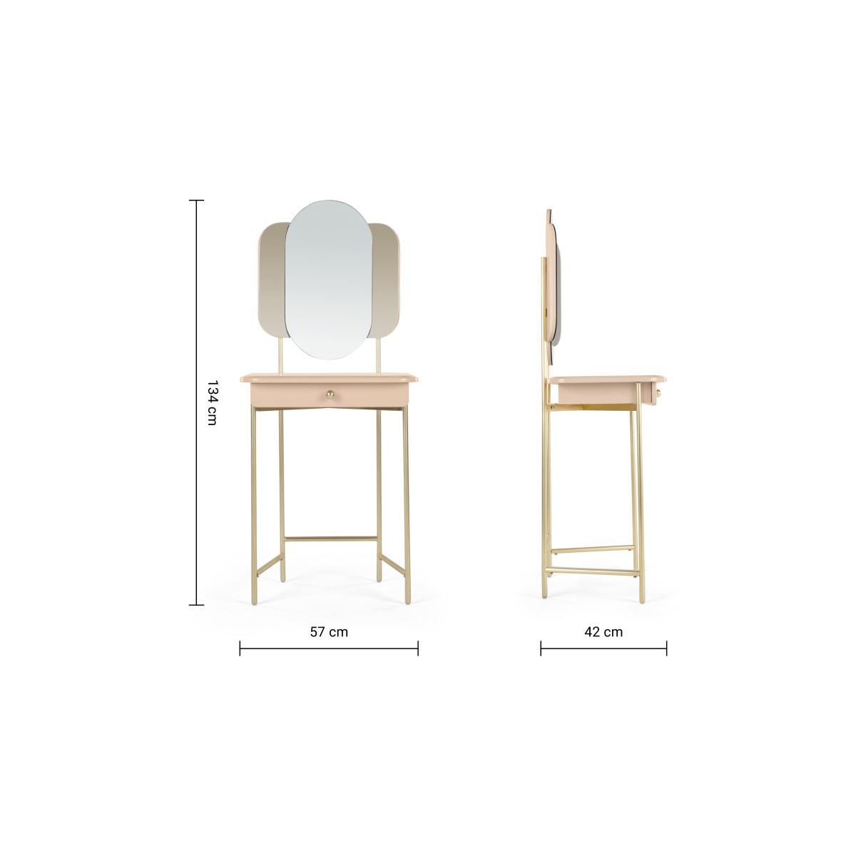 Maddie Dressing Table, Pink & Brass – image 8