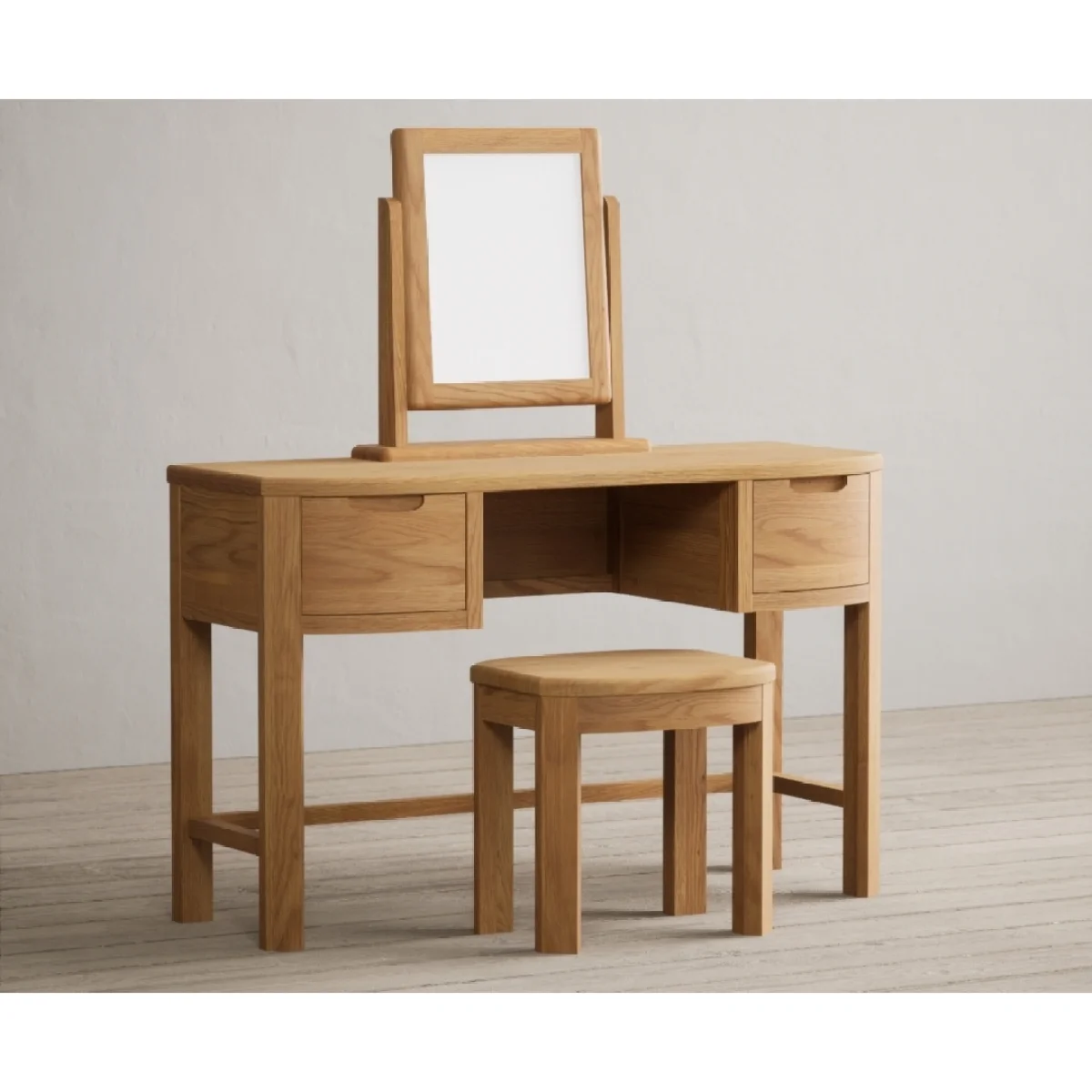 Somerton Curved Solid Oak Dressing Table Set – image 2