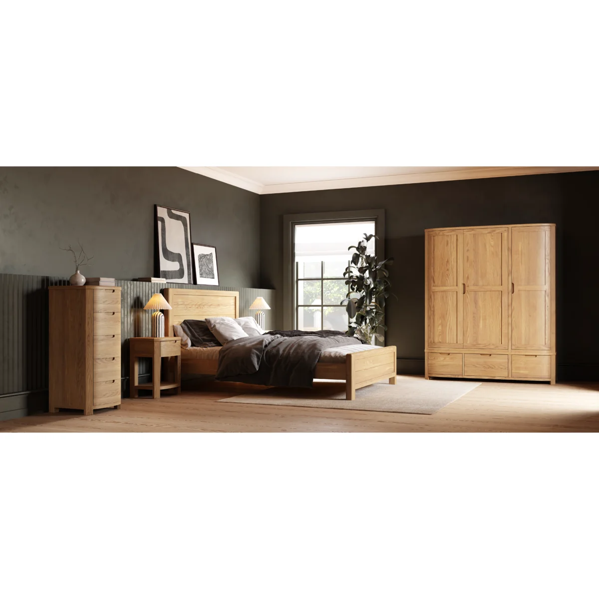 Somerton Curved Solid Oak Dressing Table Set – image 14