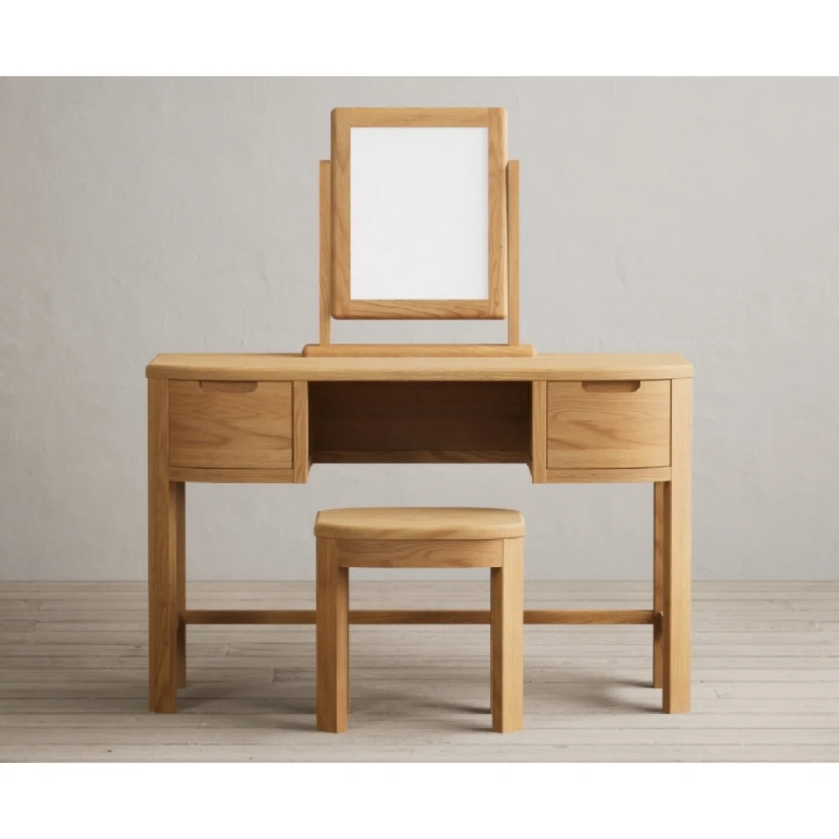 Somerton Curved Solid Oak Dressing Table Set – image 5