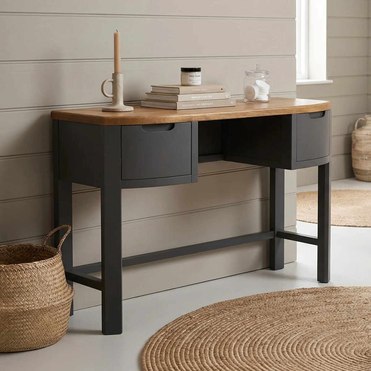 Bradwell Oak and Charcoal Painted Dressing Table – image 2