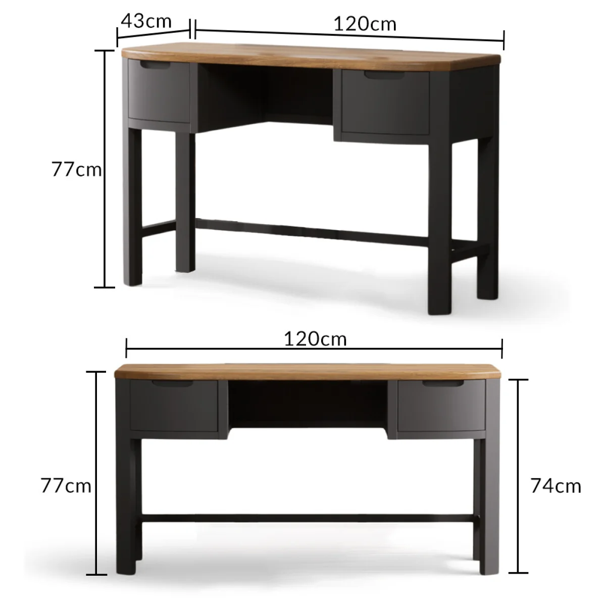 Bradwell Oak and Charcoal Painted Dressing Table – image 7