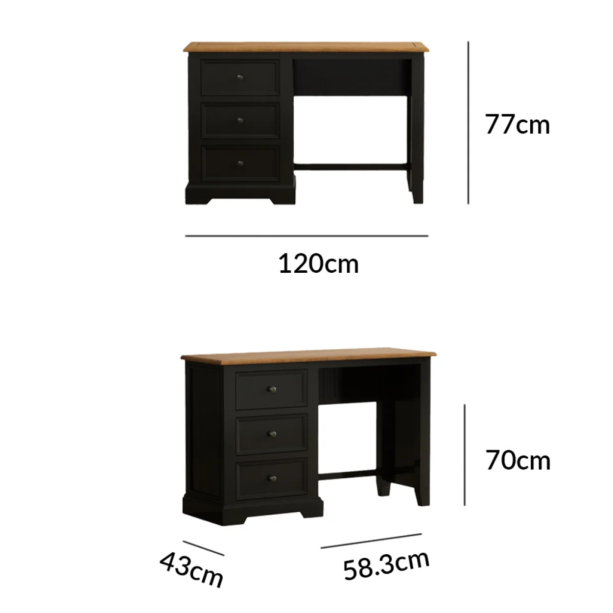 Charlton Oak and Black Painted Dressing Table – image 7