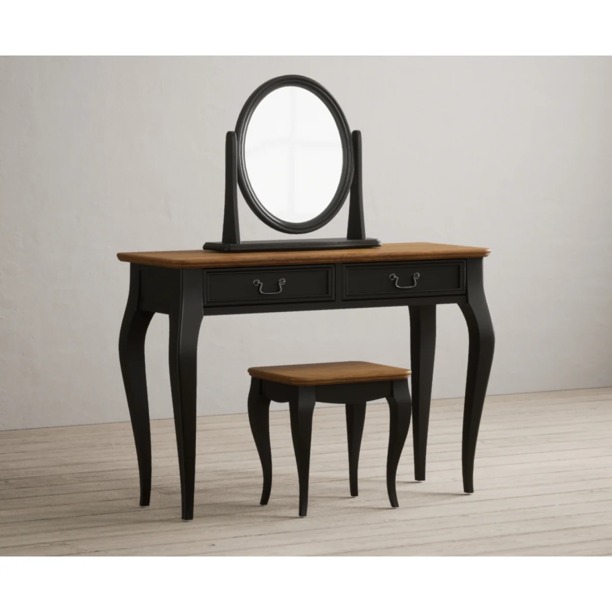 Chateau Noir Oak and Black Painted Dressing Table Set – image 6
