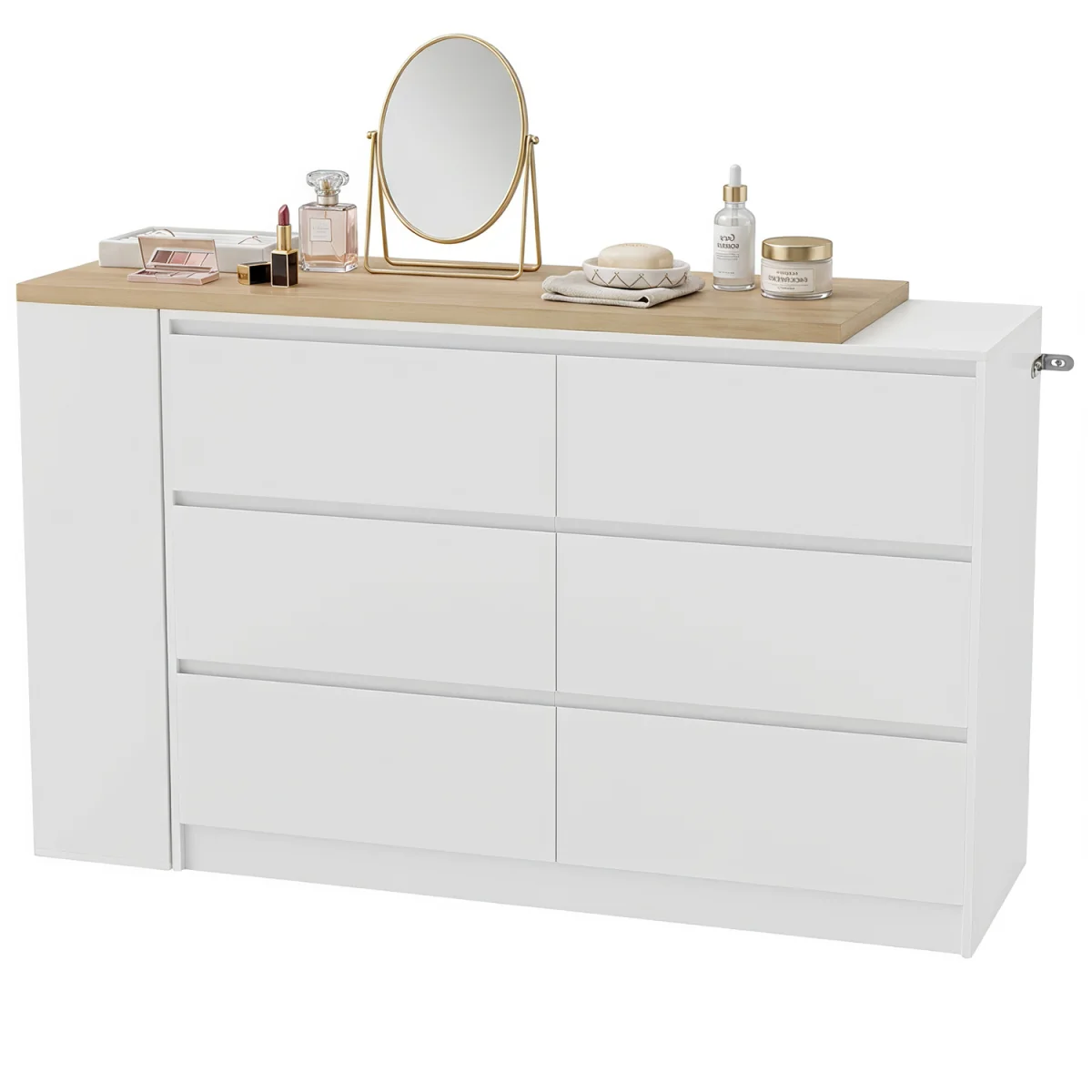 HOMCOM Vanity Table with 3-Tier Shelf and 6 Drawers - White – image 3