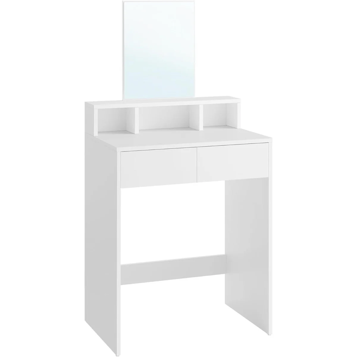 Modern Dressing Table with Large Mirror, Dual Drawers and Multi-Compartment Storage Unit - White – image 4