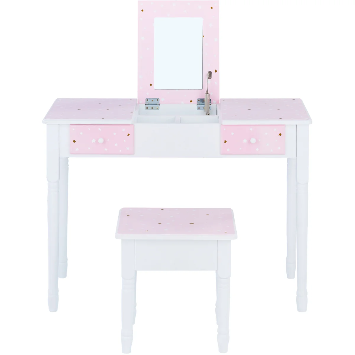 Kids Fashion Twinkle Star Prints Kate Play Vanity with Storage - White – image 2