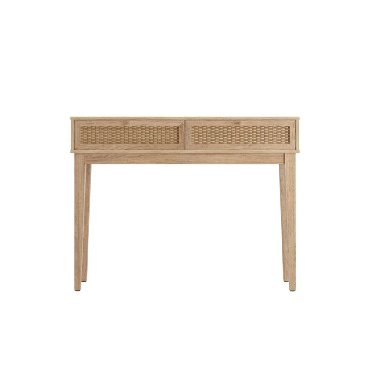 Waterford Oak Desk Table with Rattan Drawer Fronts, 2 Drawers – image 2
