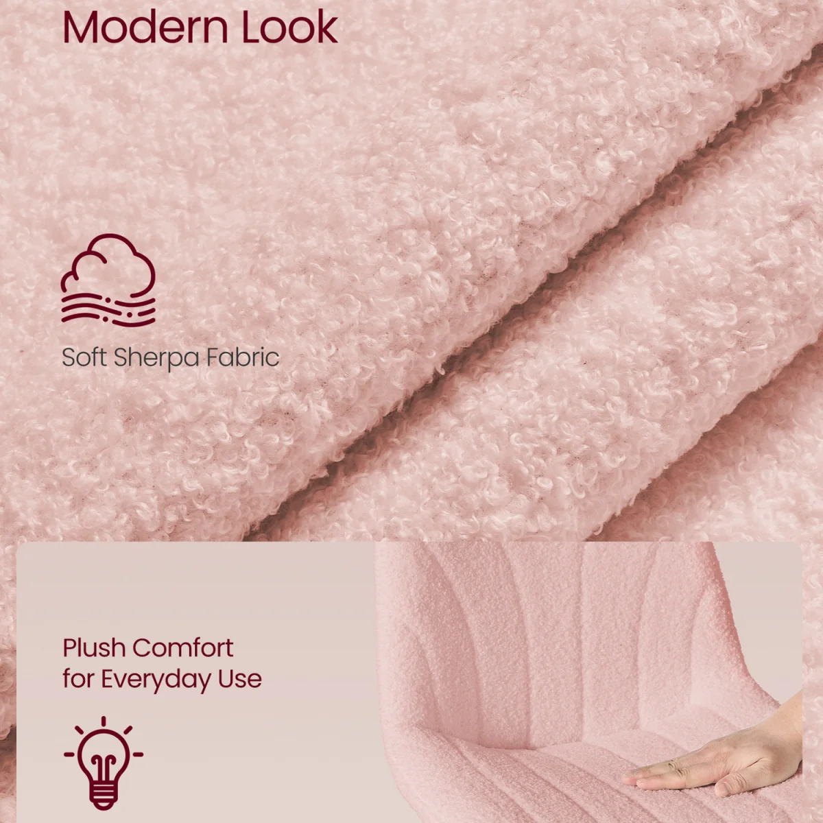 Adjustable Pink Dressing Table Stool With Backrest - Pink – image 6