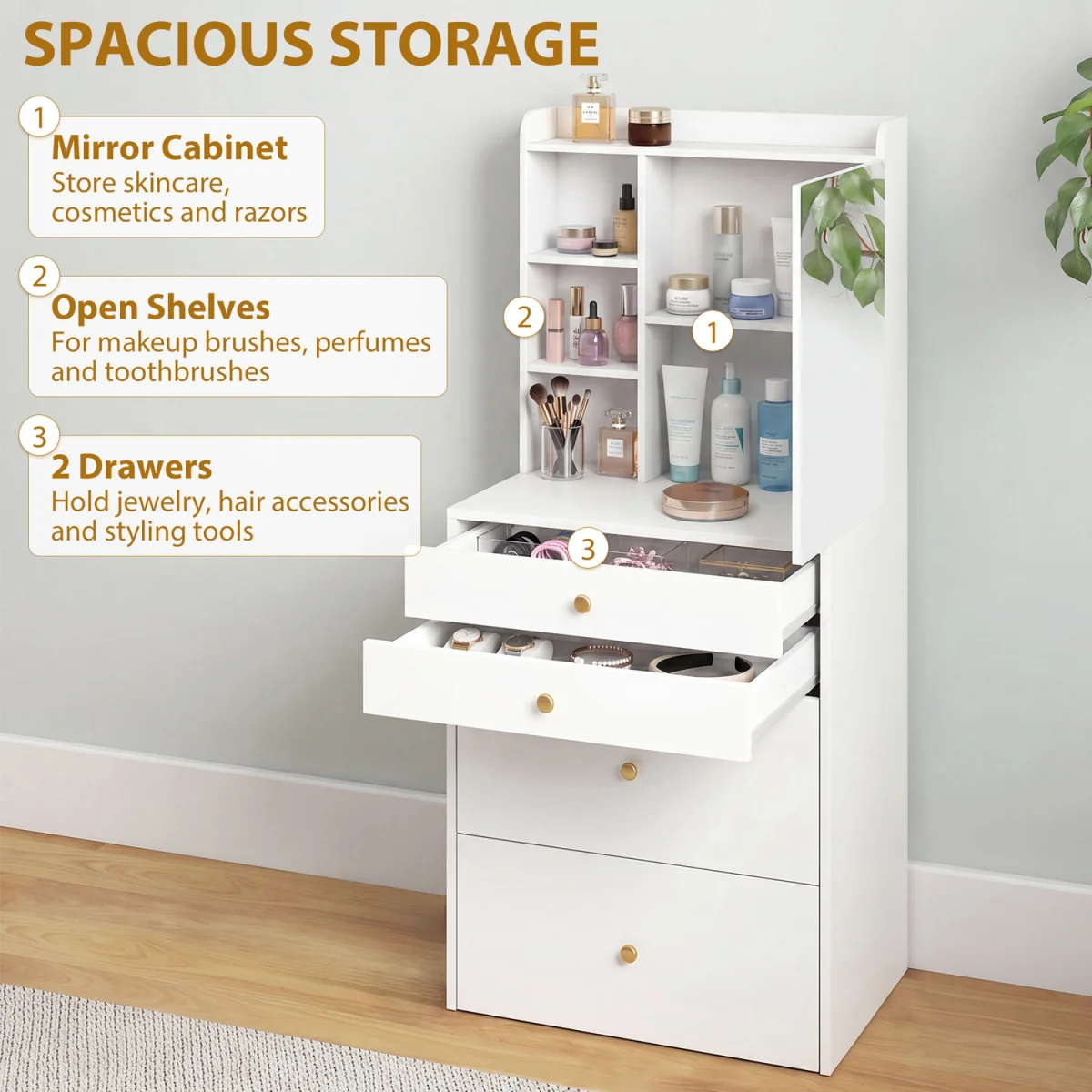 HOMCOM Dressing Table with Mirror and Stool Makeup Desk - White – image 6