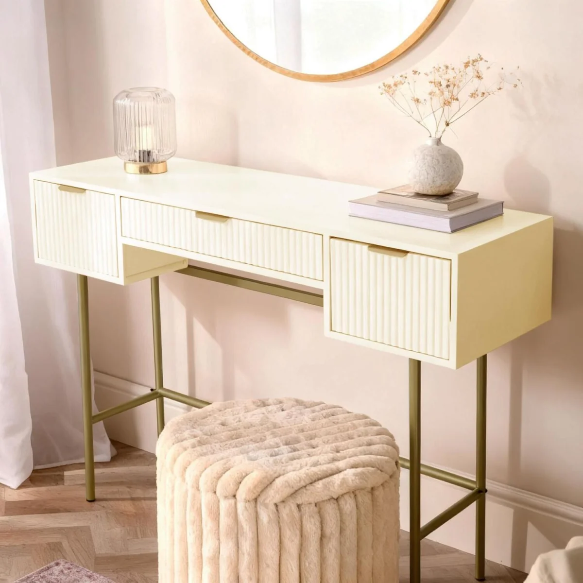 Ribbed Dressing Table - Cream – image 2
