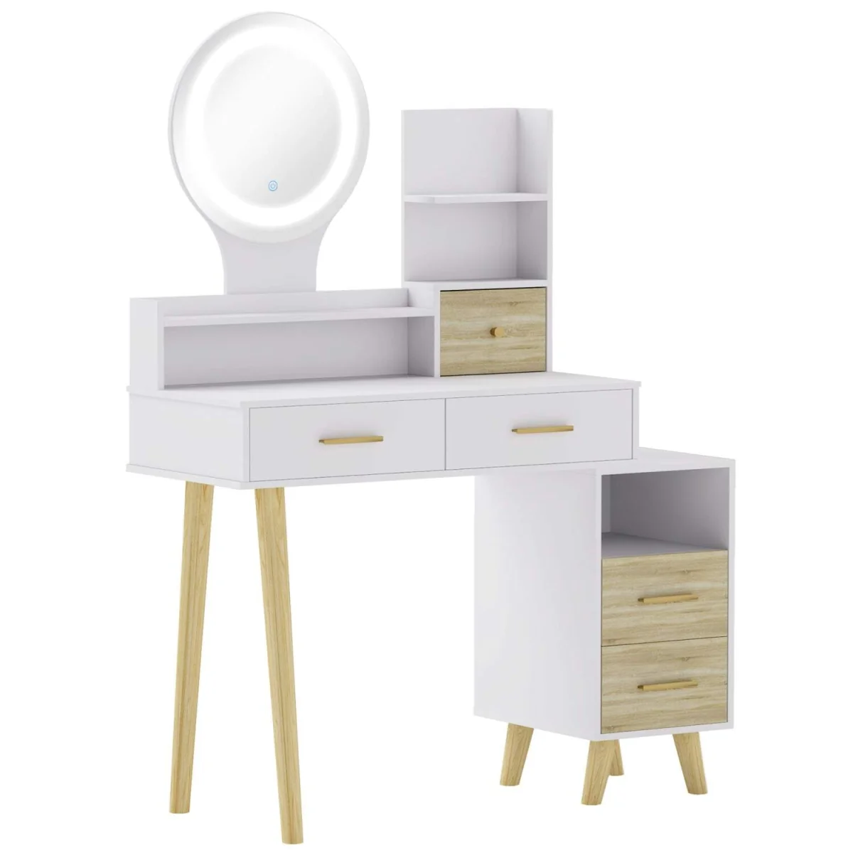 Rilu White Elegant Dressing Table with Integrated Storage Space – image 3