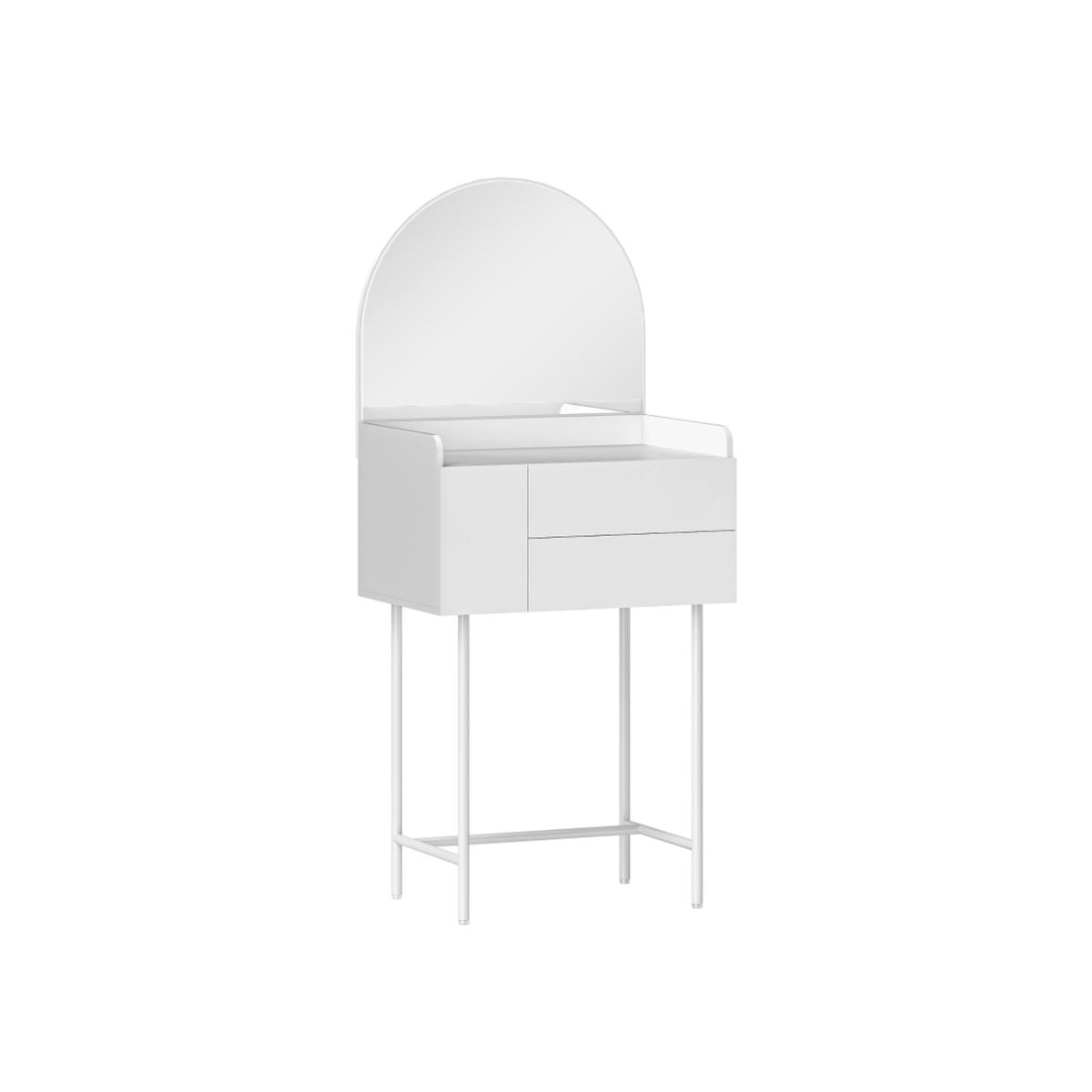Dressing Table with Arched Mirror and 3 Drawers - White