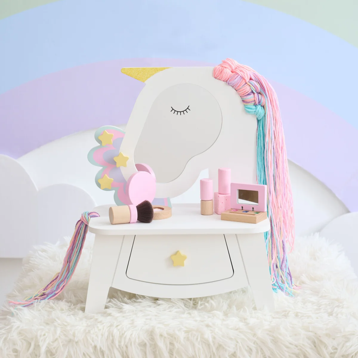 Unicorn Vanity Set with Mirror, Drawer & Pretend Makeup - Multi – image 4