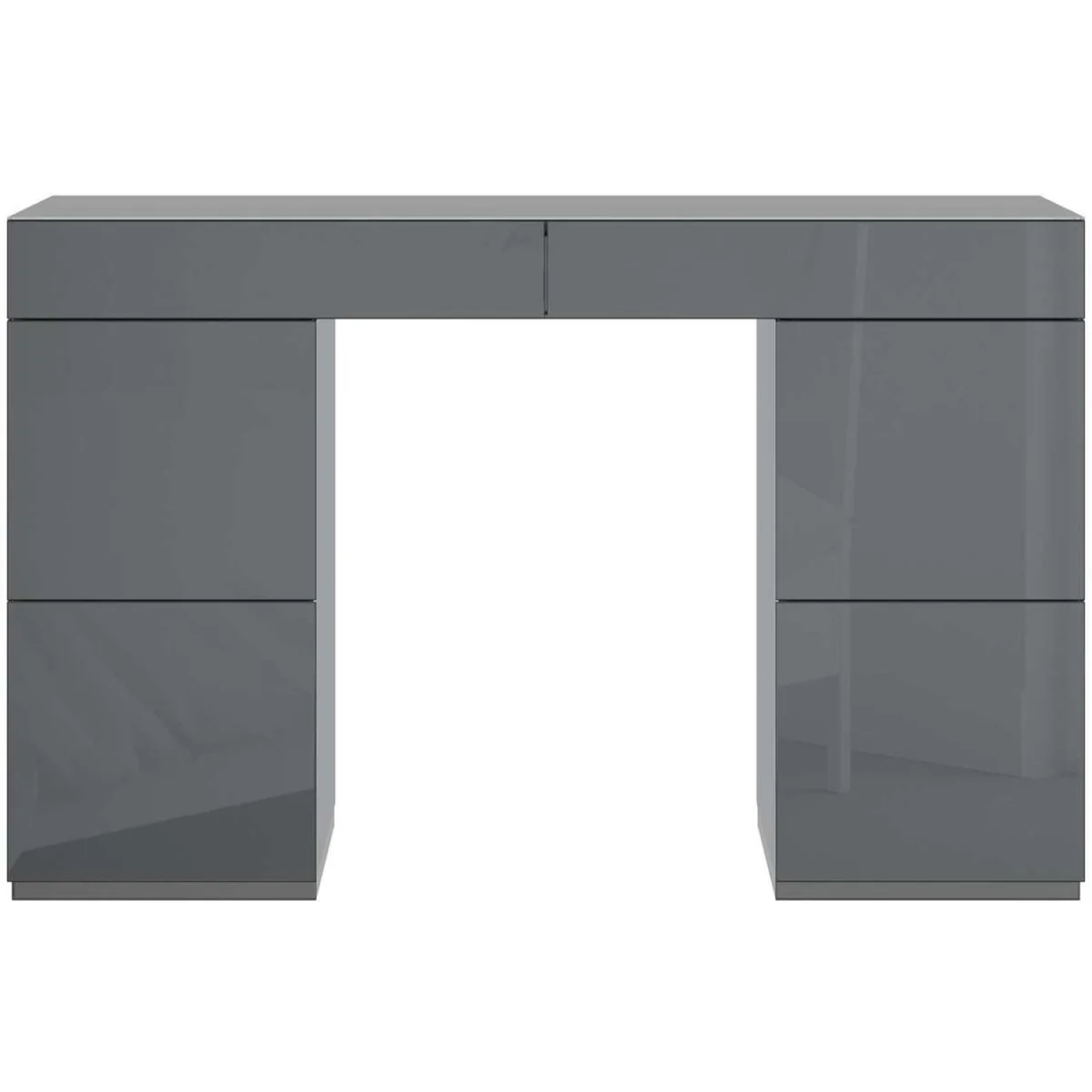 Liberty 6 Drawer Dressing Table Twin Pedestal Grey Glass - Grey – image 3