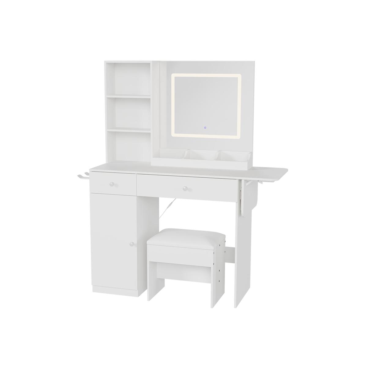 Dressing Table with LED Illuminated Mirror and Stool - White