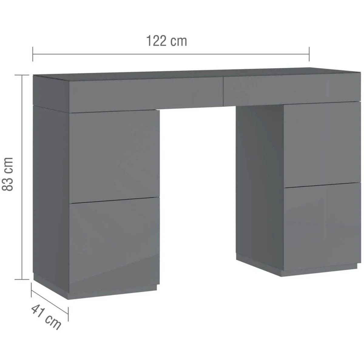Liberty 6 Drawer Dressing Table With Mirror Grey Glass - Grey – image 6