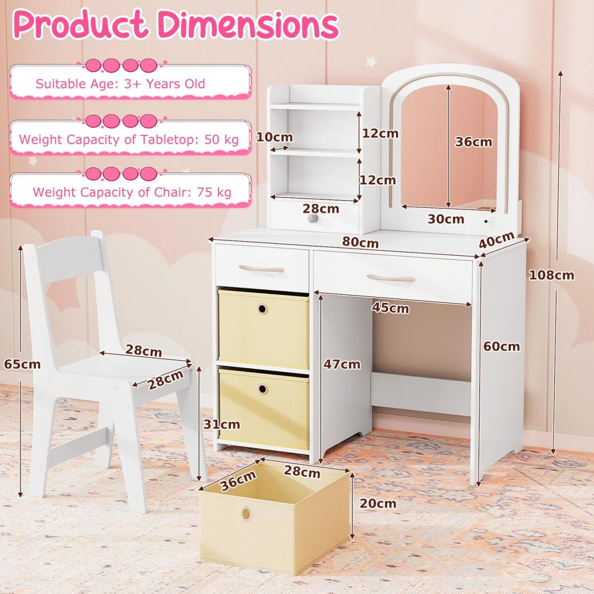 Kids Vanity Set Princess Makeup - White – image 2