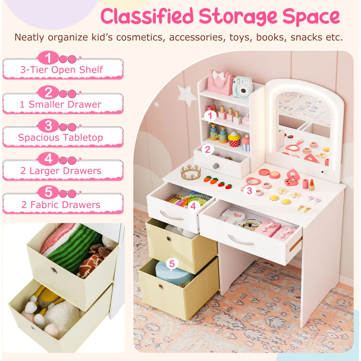 Kids Vanity Set Princess Makeup - White – image 7