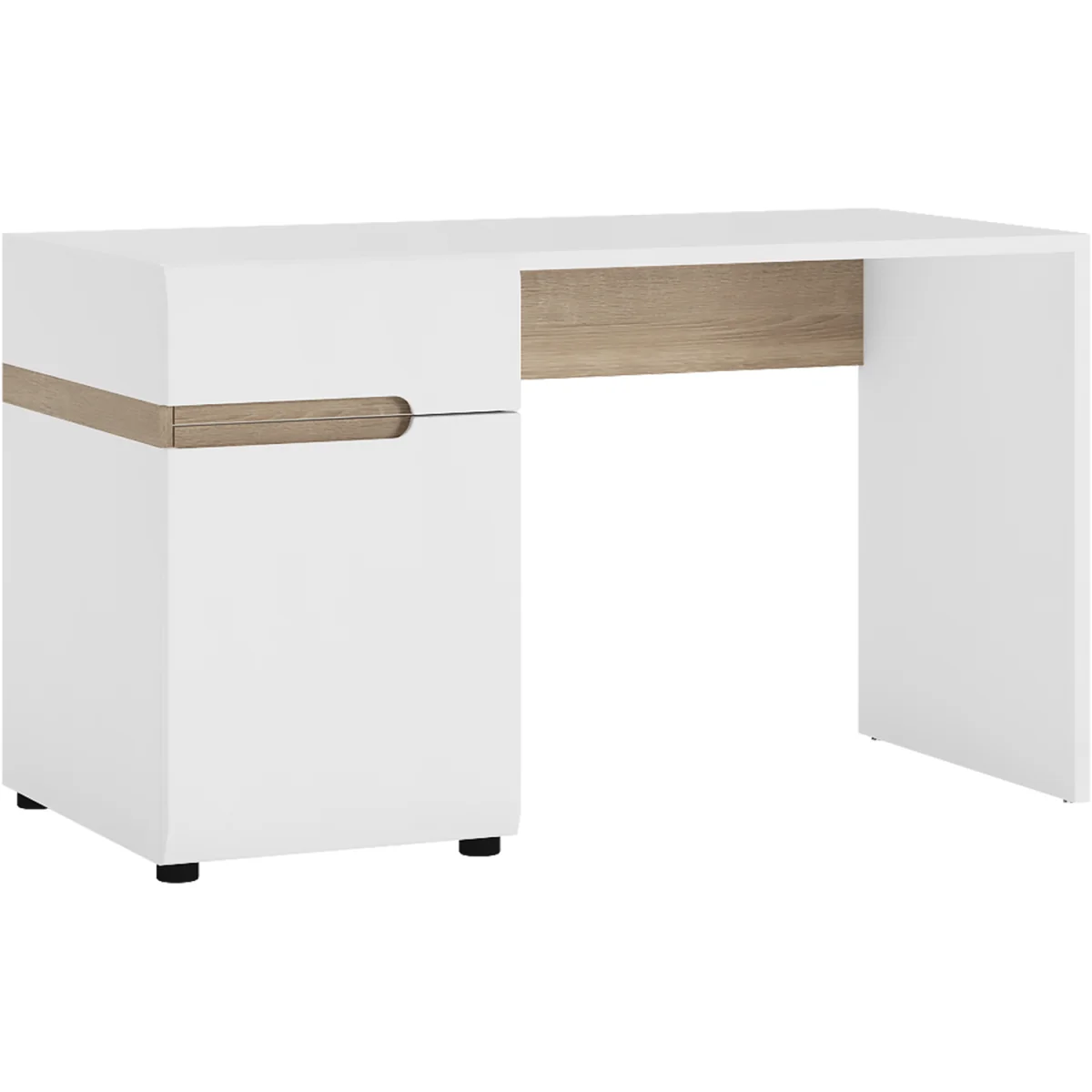 Chelsea Bedroom Desk/Dressing Table in White with a Truffle Oak Trim - White & Truffle Oak – image 2