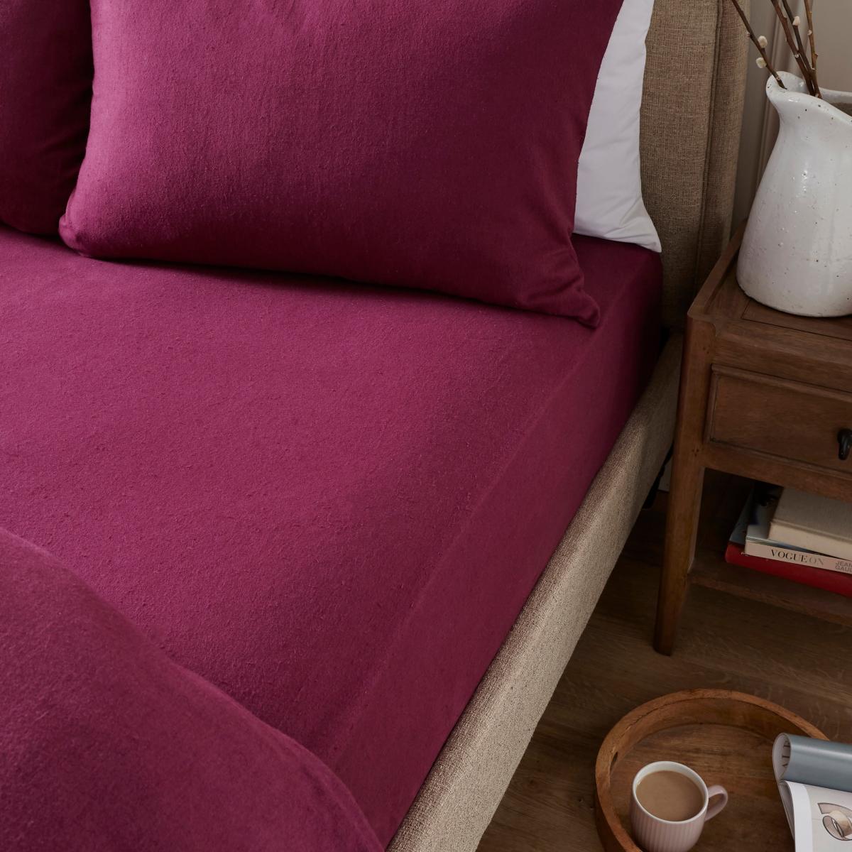 Simply Brushed Cotton Fitted Bed Sheets Plum Purple – image 2